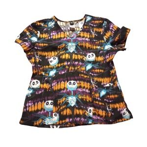 Disney Nightmare Before Christmas Jack Skellington Tie Dye Scrub Top XL Womens